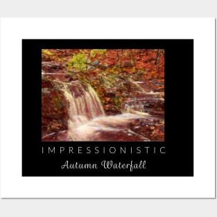 Autumn Waterfall Impressionism Posters and Art